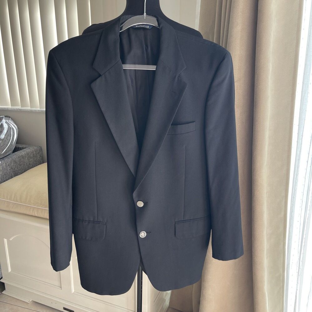 Burberrys black Wool  Blazer Two-Button Single-Breasted Notch Lapel